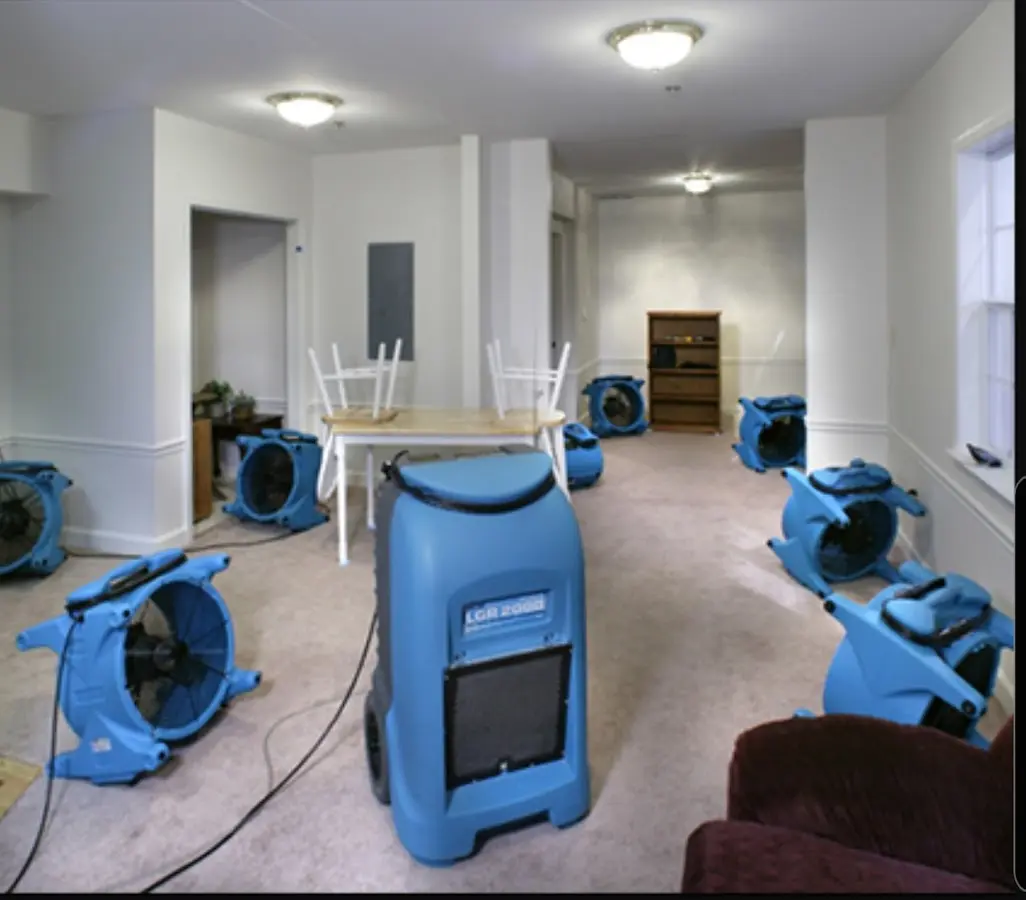 Air movers and dehumidifier setup for Water Damage Restoration in Sunny Isles Beach