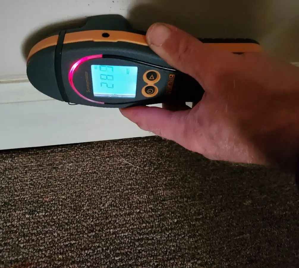 Moisture detection at baseboard during Burst Pipe Cleanup in Sunny Isles Beach
